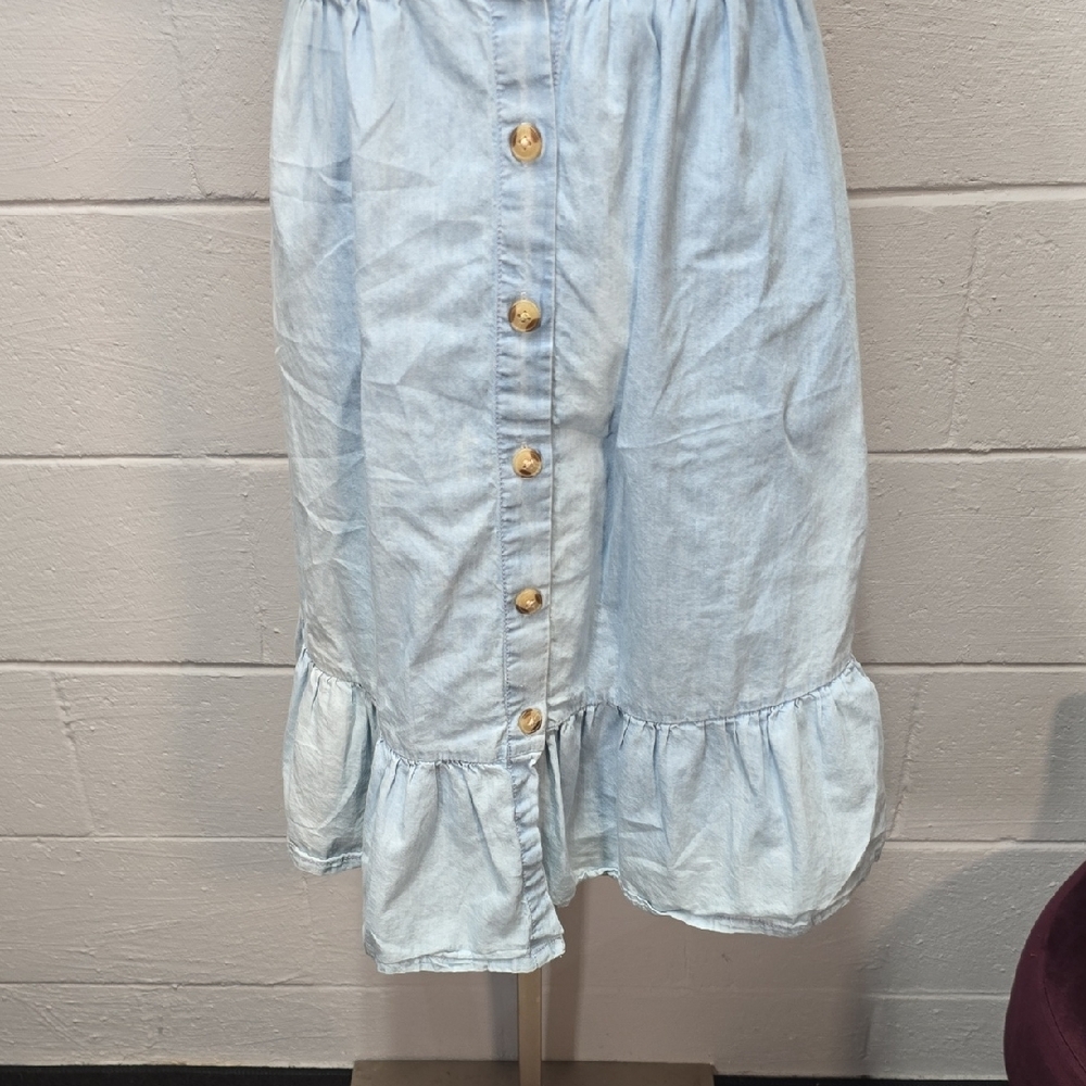 Elegant Japana Light Blue Button-Front Mini Dress - Picture 4 of 8